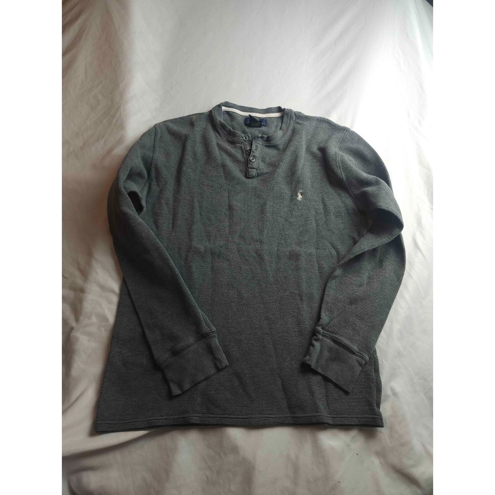 Polo‎ Ralph Lauren Shirt Mens Gray L Thermal Preppy Quiet Luxury Office Heritage